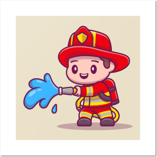 Cute Firefighter Posters and Art